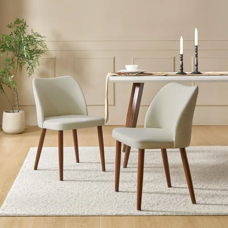 Melisa Upholstered Solid Wood Dining Chair Set of 2 by HULALA HOME