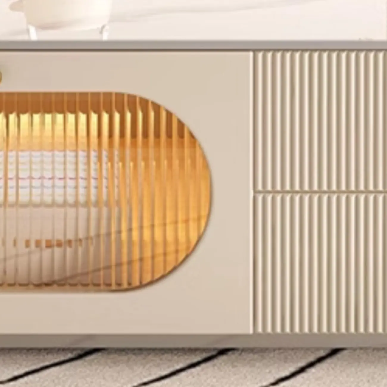 White Modern Marble Long TV Stand with Shelf