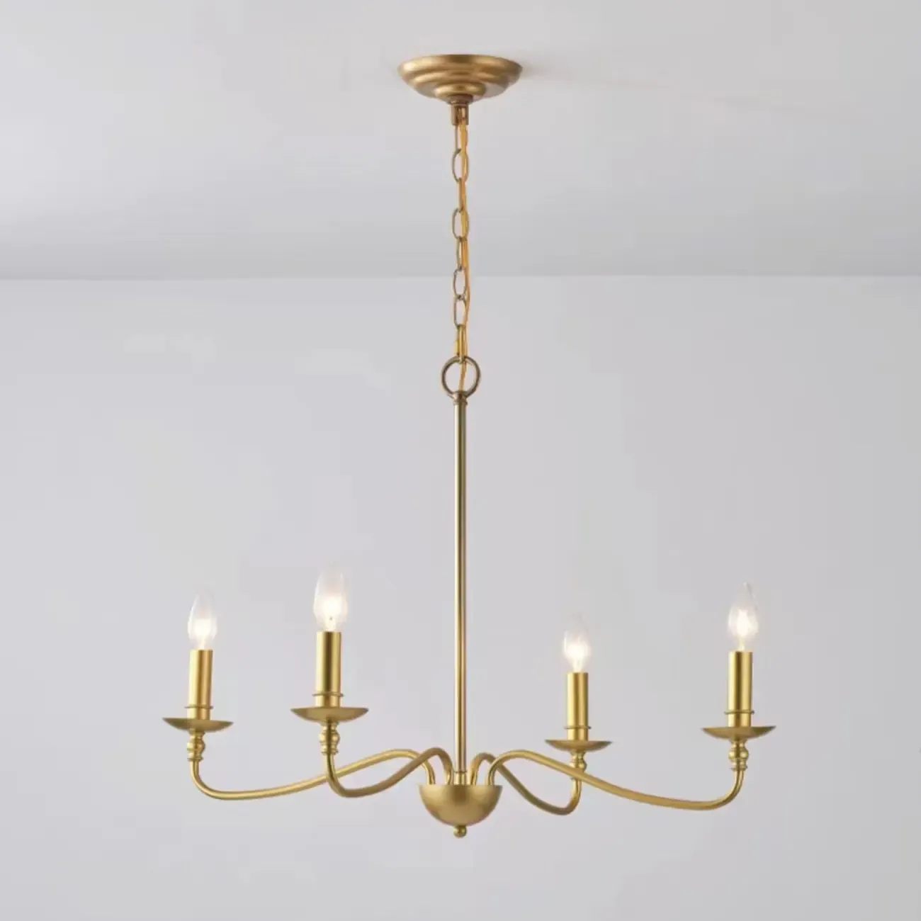 Simple Linear Gold Metal Candelabra Chandelier