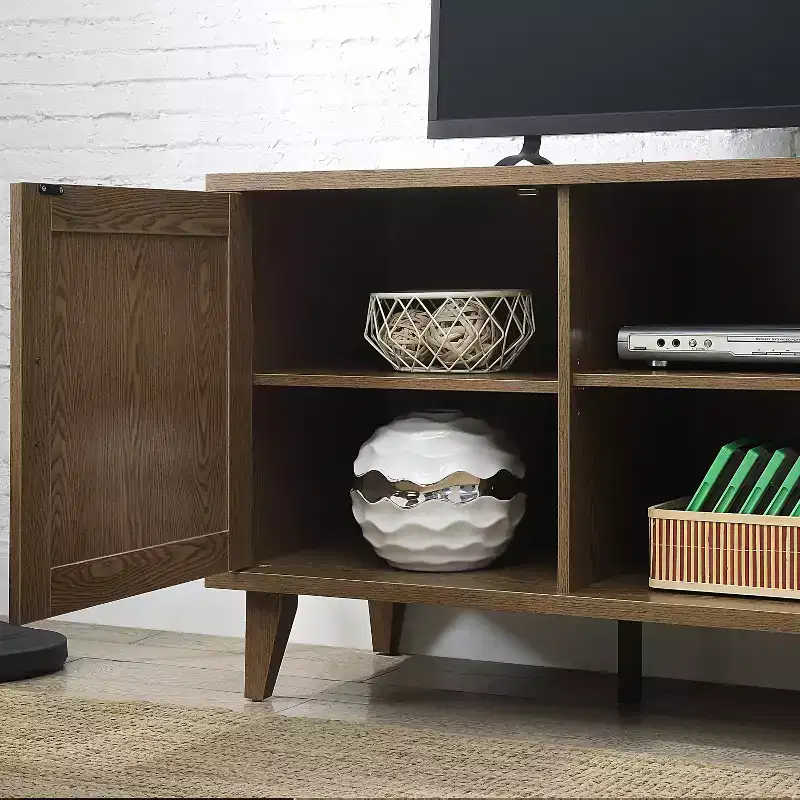 JVNOXK Medieval Modern 60-inch TV Stand, Entertainment Center with Two Doors and Cable Management, Fits TVs 65 inches and under, Walnut
