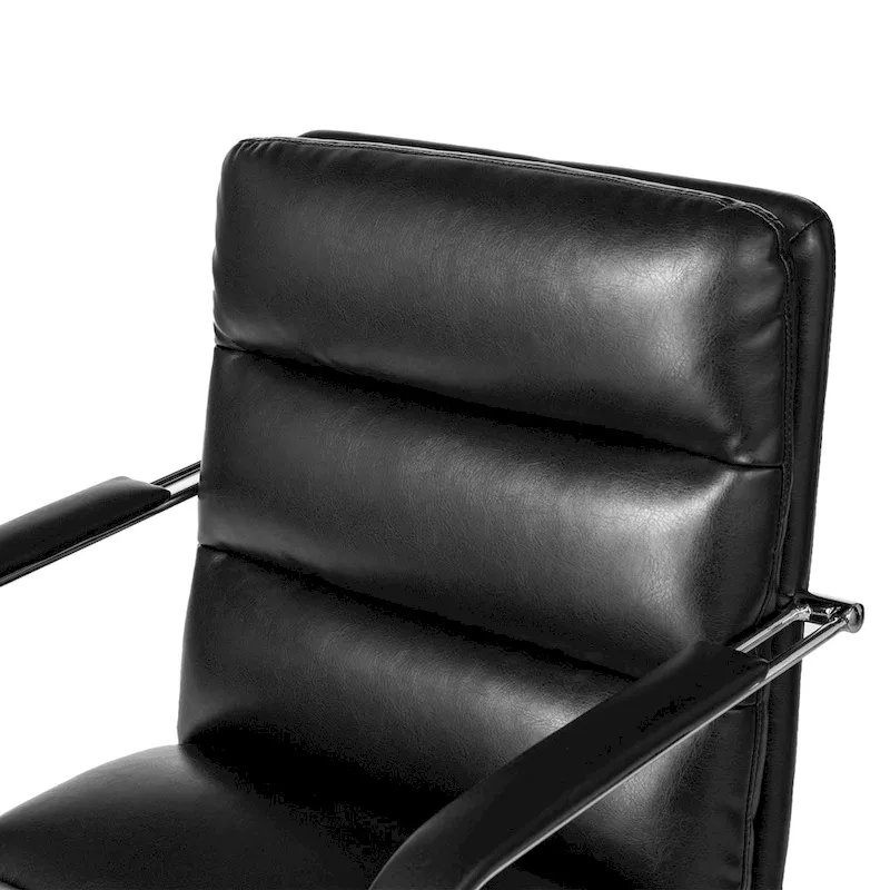 PU Leather Swivel Office Chair with Bamboo Armrests – Cocoa / Brown / Black, Mid-Back, Single User