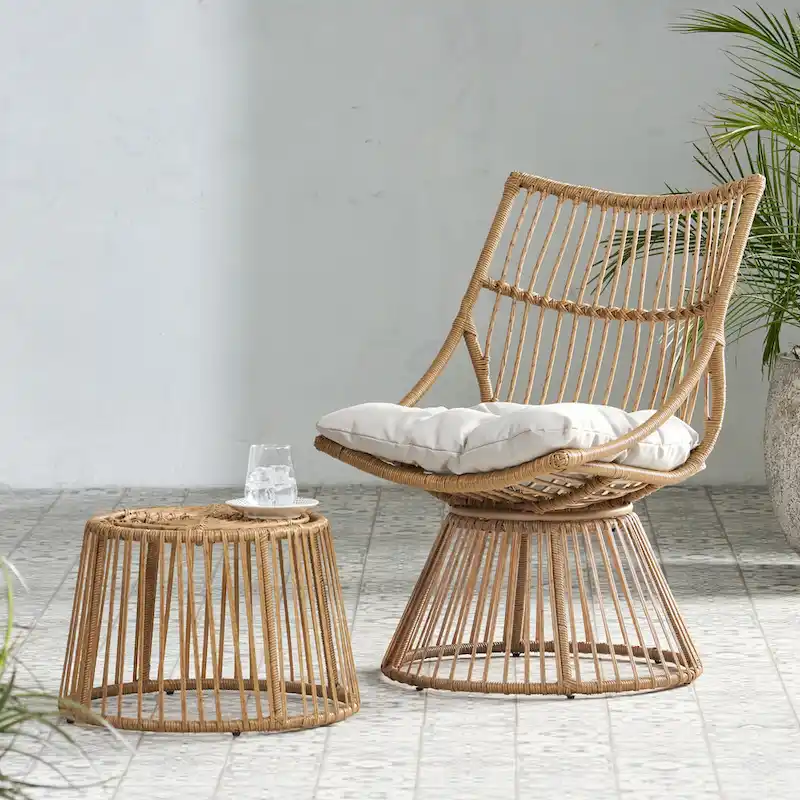 Caryl Outdoor Wicker Chair and Side Table Set with Cushion by Christopher Knight Home