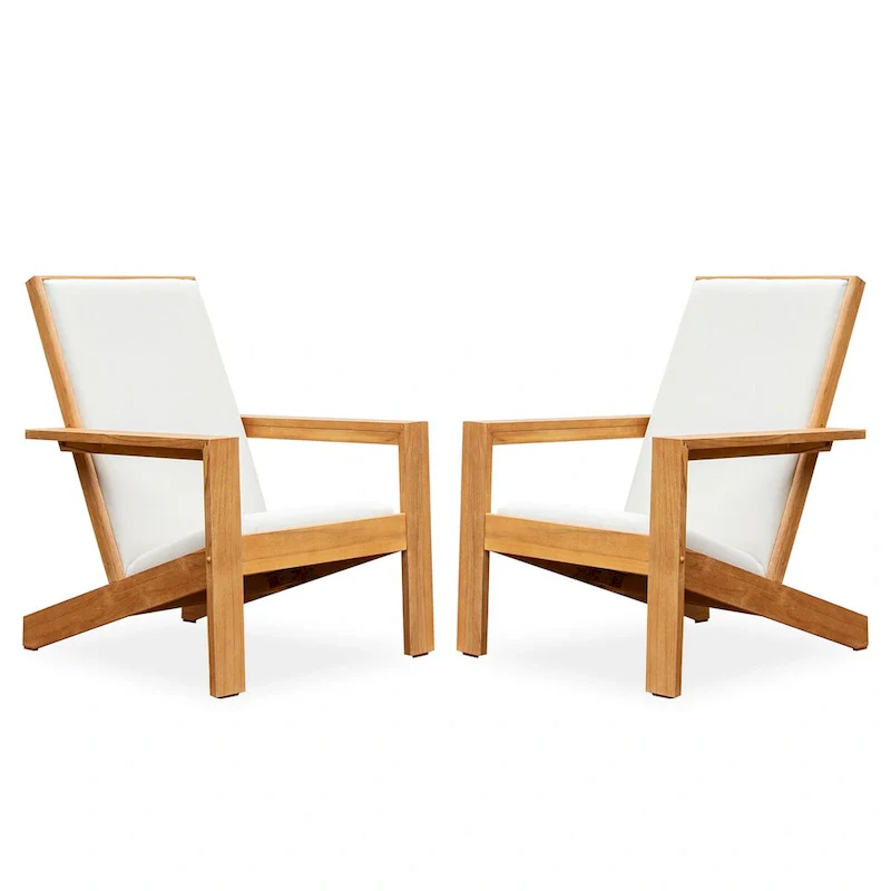 Cambridge Casual Sedona Set of 2 Teak Outdoor Upholstered Modern Adirondack Chairs