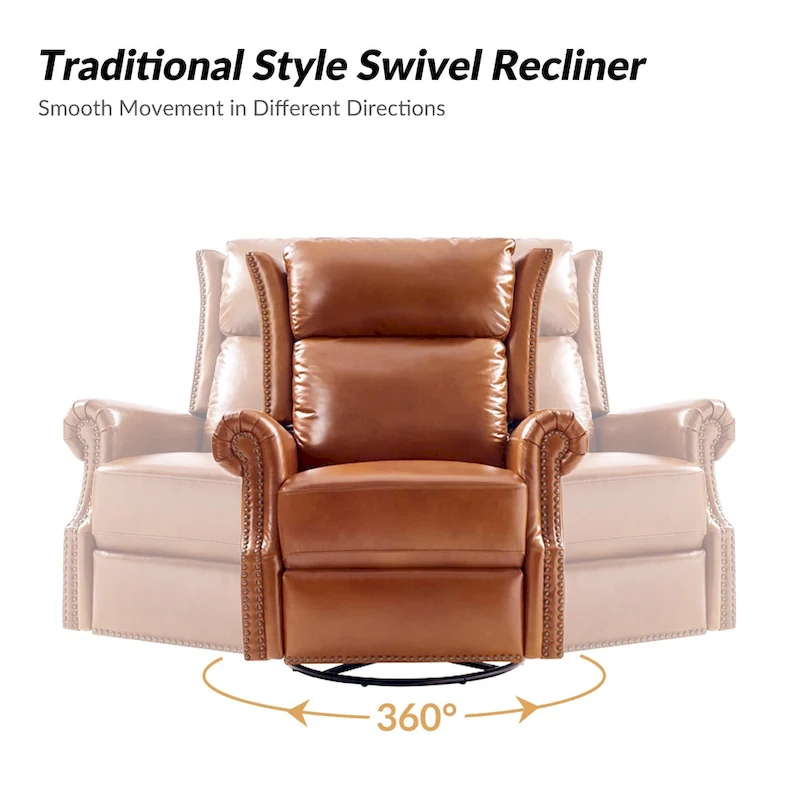 Viviana Traditional Genuine Leather Manual Swivel Glider Recliner by HULALA HOME