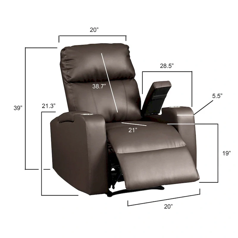 Modern Terry Upholstered Faux Leather Power Recliner Chair