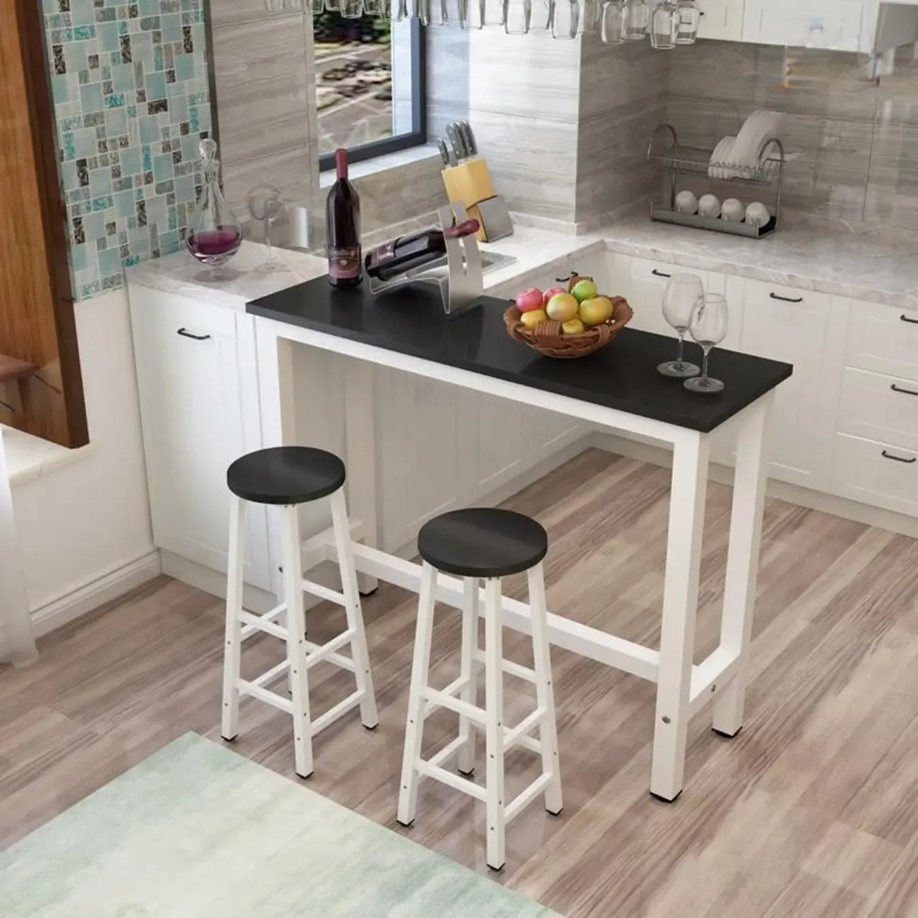 Modern Black-White Metal Structure Bar Tables