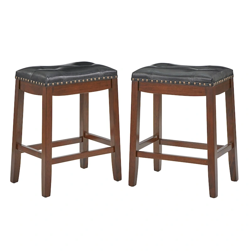 Simple Living Lonnie 24-inch Padded Counter Height Saddle Stools (Set of 2)