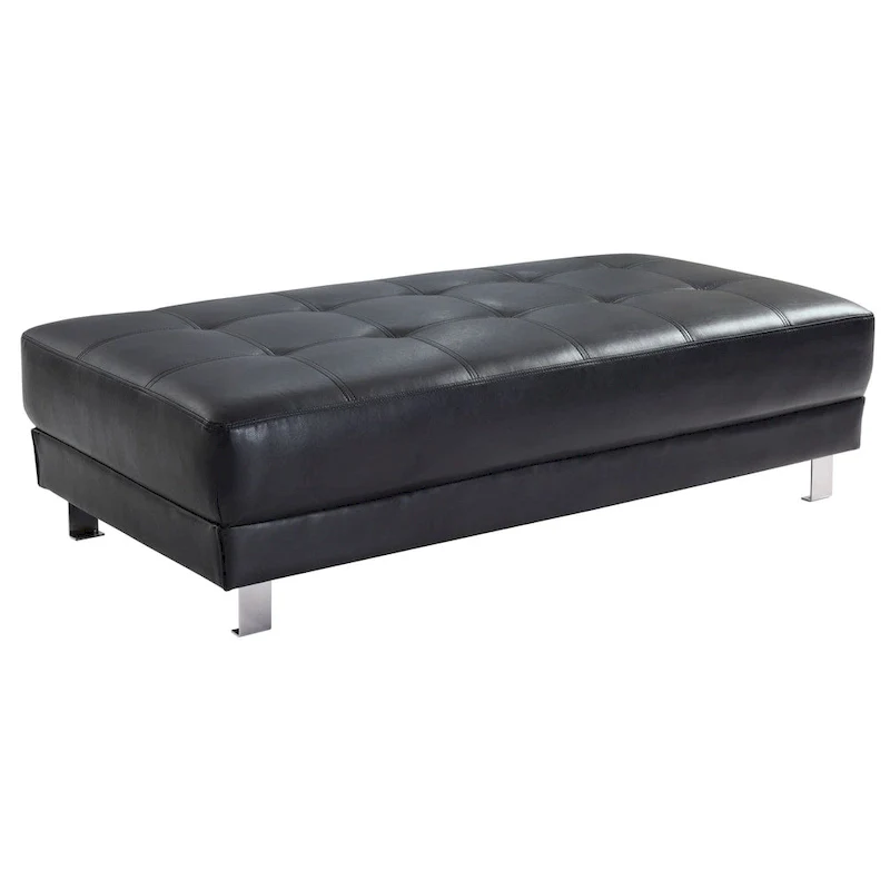 Faux Leather Tufted Ottoman