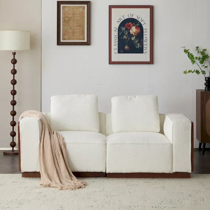Two-Seater Beige 74-Inch Wide Modular Sofa