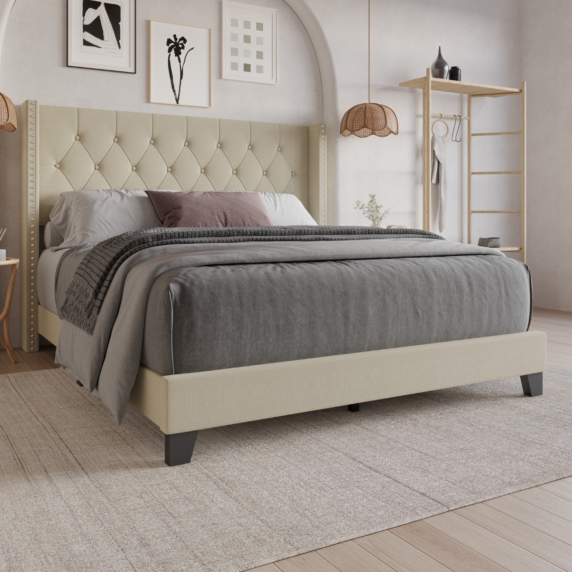 Homer Tufted Upholstered Panel Bed