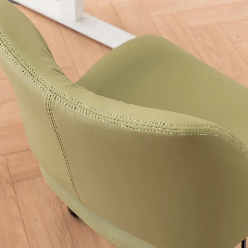 Leather Swivel Office Chair with Wheels - Armless