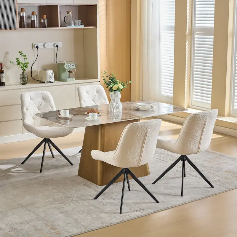 XINMICS Swivel Dining Chairs, Boucle Upholstered Accent Chairs Living Room Chairs Desk Office Arm Chair