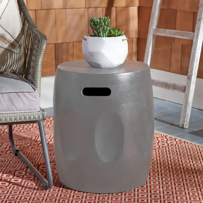 Dark Grey Concrete Top Square Side Table for 1