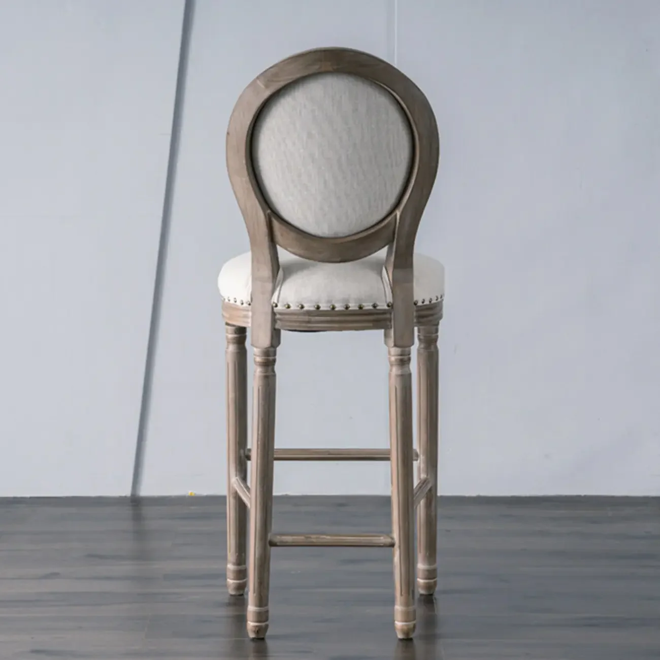 White French Country Solid Wood Counter Bar Stools with Back