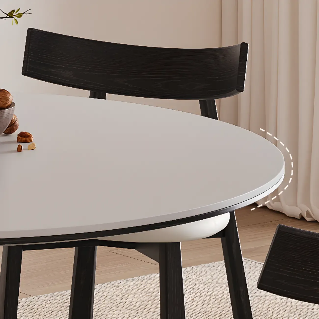 Modern Simple Black Wood Round Dining Table