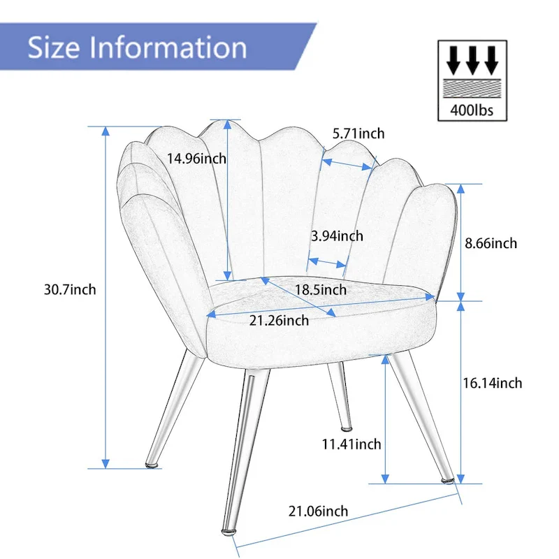 Gold Velvet Shell Accent Chair - Single Seat