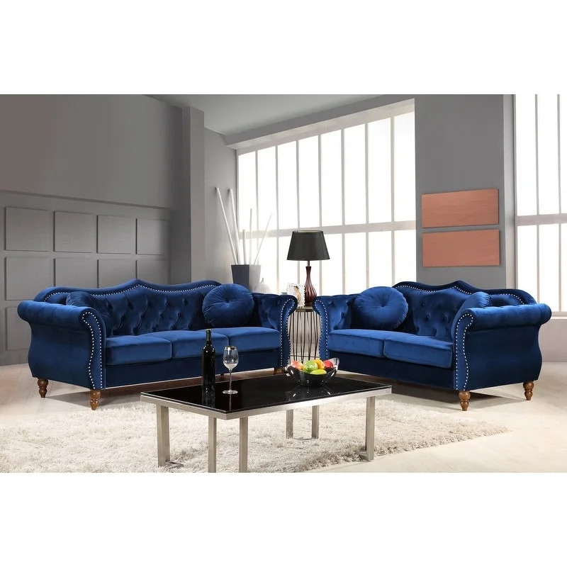 Carbon Classic Nailhead Chesterfield 2 Piece Living Room Set