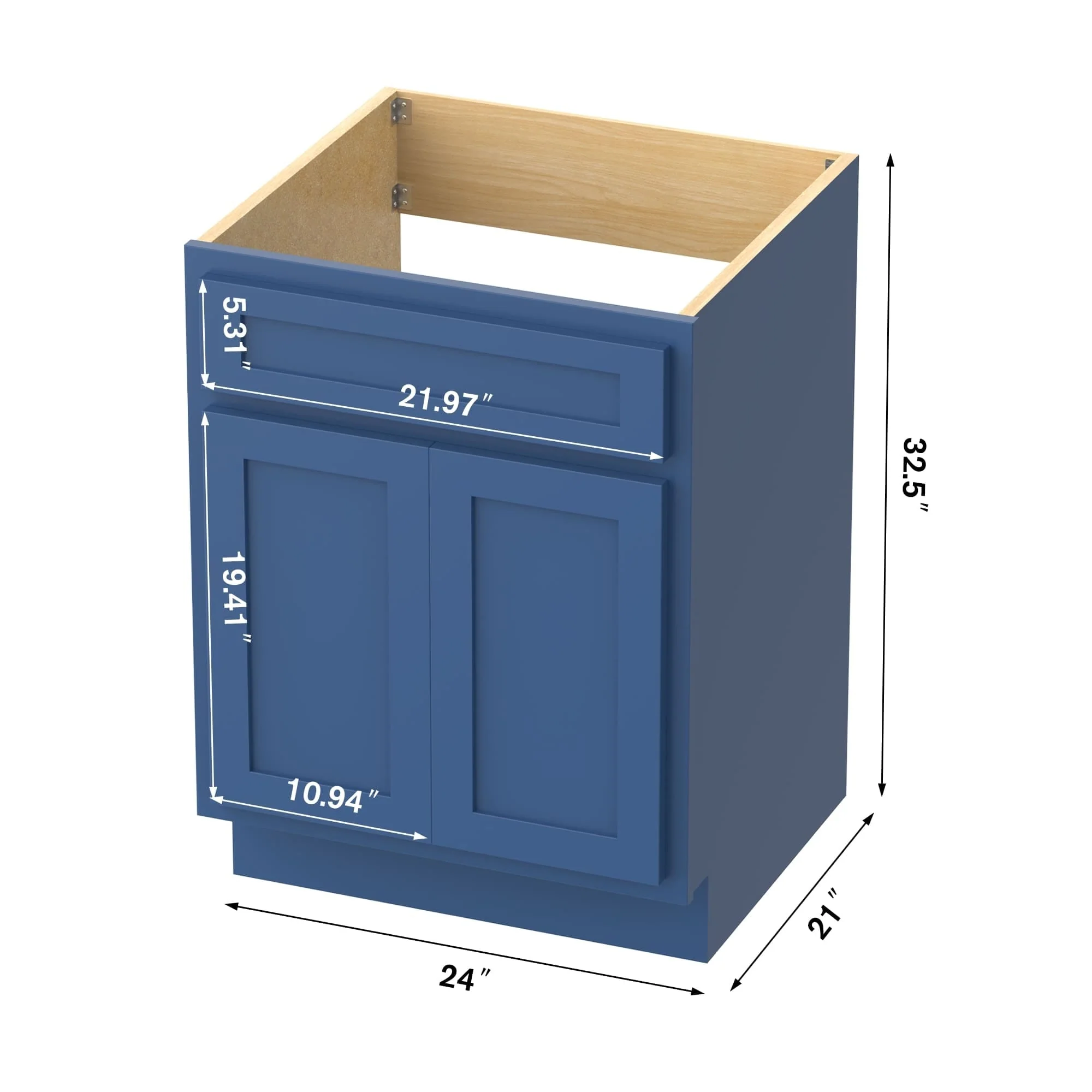 Vanity Art 24-inch Solid Wood Single Sink Bathroom Vanity Cabinet