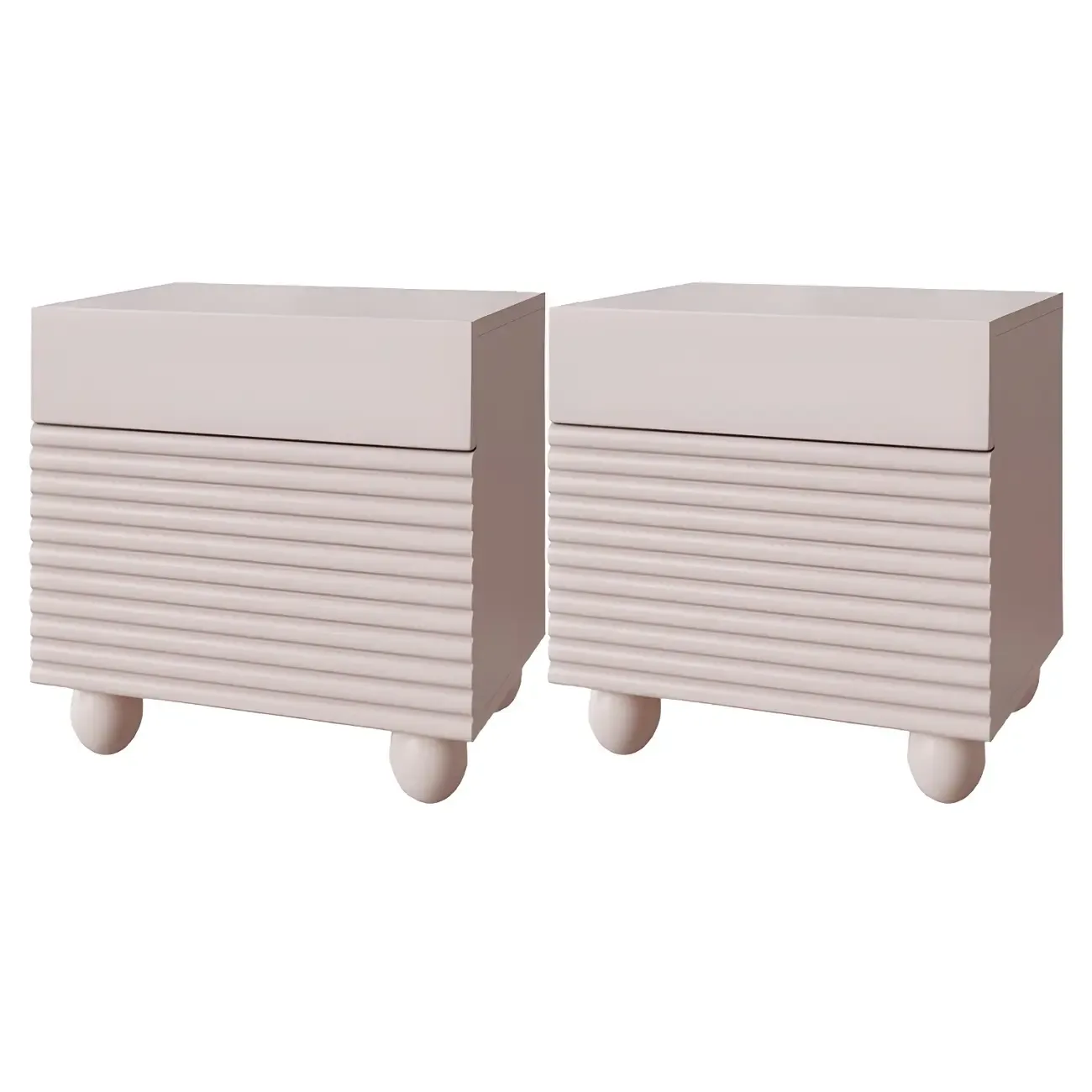 Narrow Cubic 2-Drawer Wood Small Bedside Table