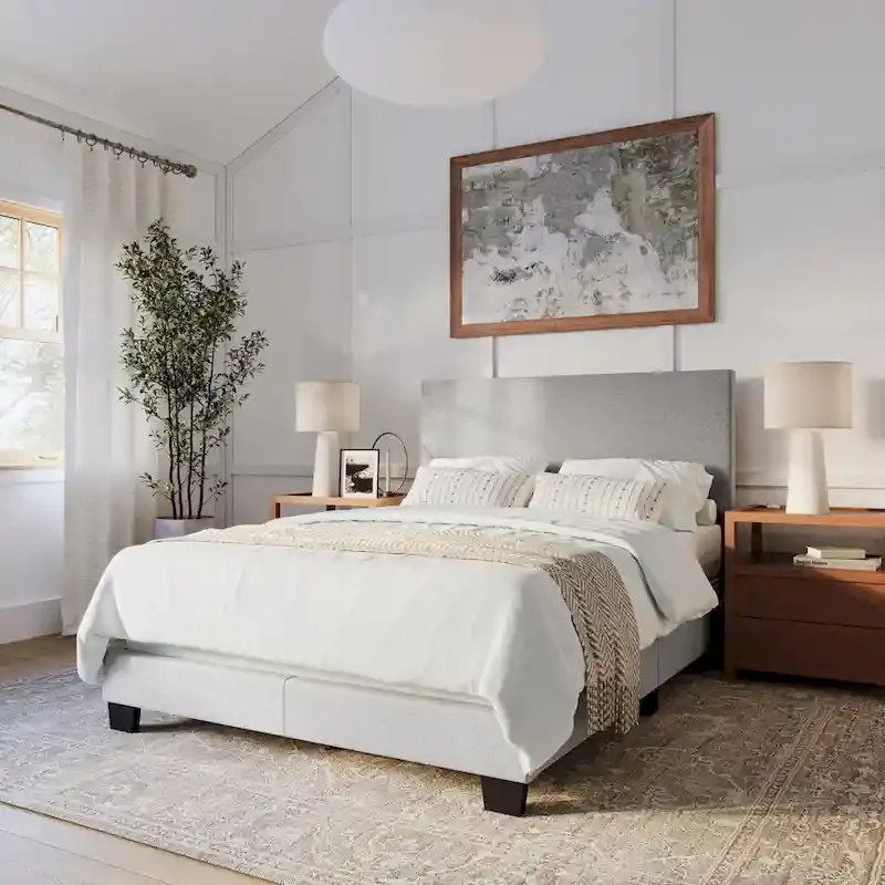 Full/Double Upholstered Bed Frame with Padded Headboard