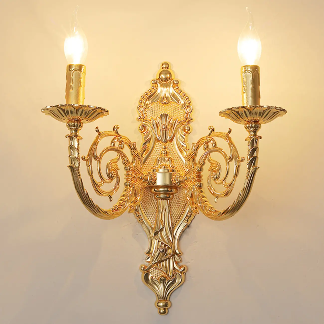Vintage Brass Candle 2-Light Wall Light Sconce for Indoor