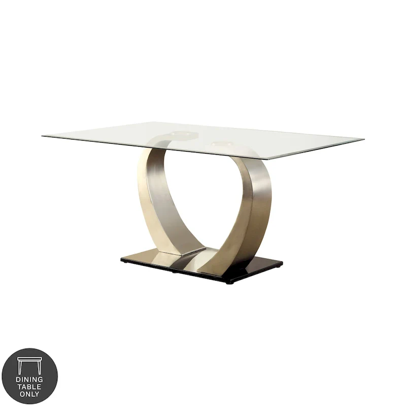 Modern Silvertone 60-inch Glass Top Dining Table