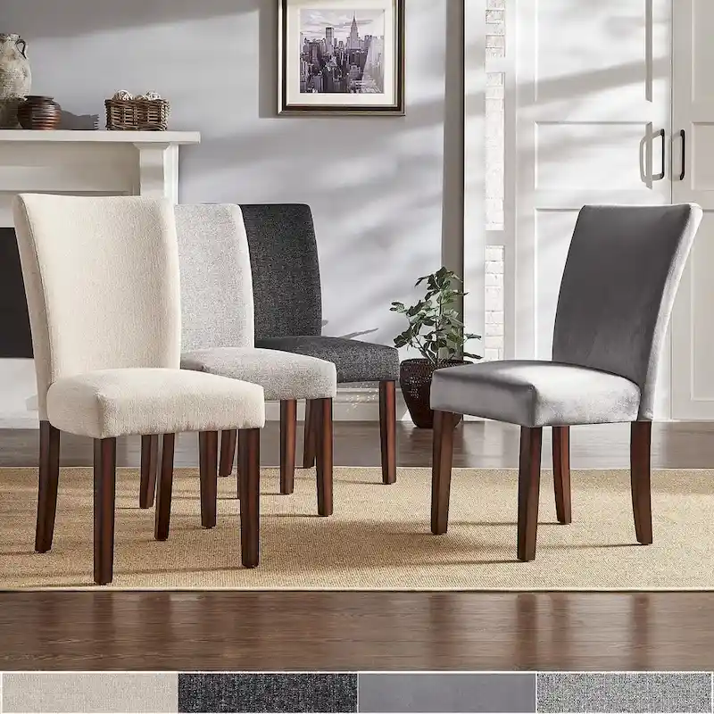 Beige / Charcoal / Grey Upholstered Parson Dining Chair, Set of 2