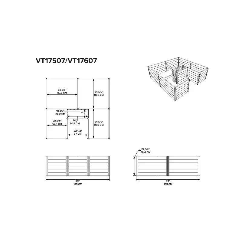 Vita 72"x72" Vinyl Urbana Keyhole Raised Garden Bed Espresso: UV & Weather-Resistant