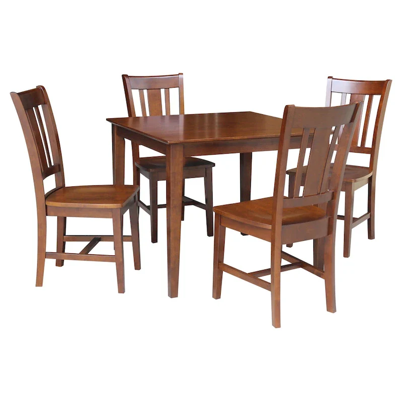 36 x 36 in. Solid Wood Dining Table with 4 Splatback Chairs - 5 Piece Set