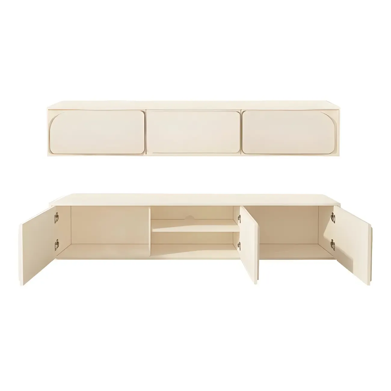 79 White Modern Wood Cable Management TV Stand with Legs