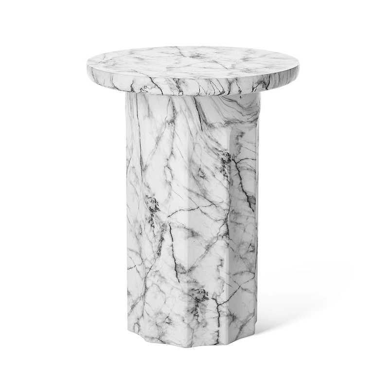 Glitzhome 20.75H Modern MGO Faux Marble Side Table