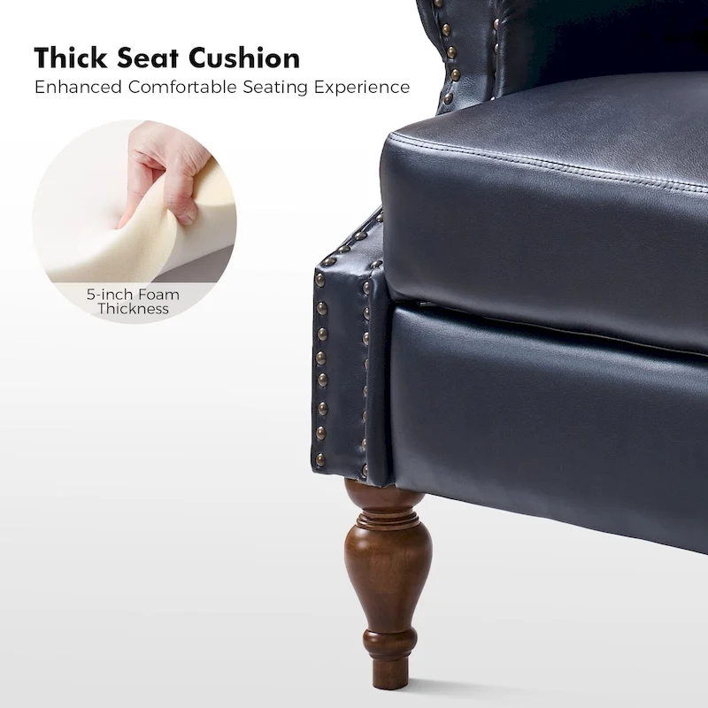 Terri Traditional Vegan Leather Manual Push Back Recliner by HULALA HOME