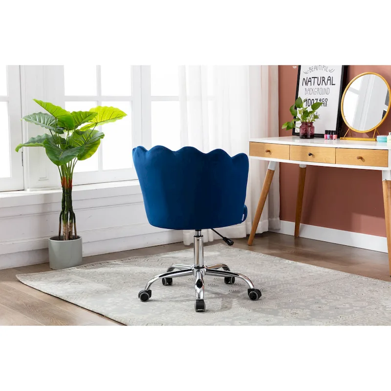 Velvet Upholstered Adjustable Height Swivel Home Office Chair