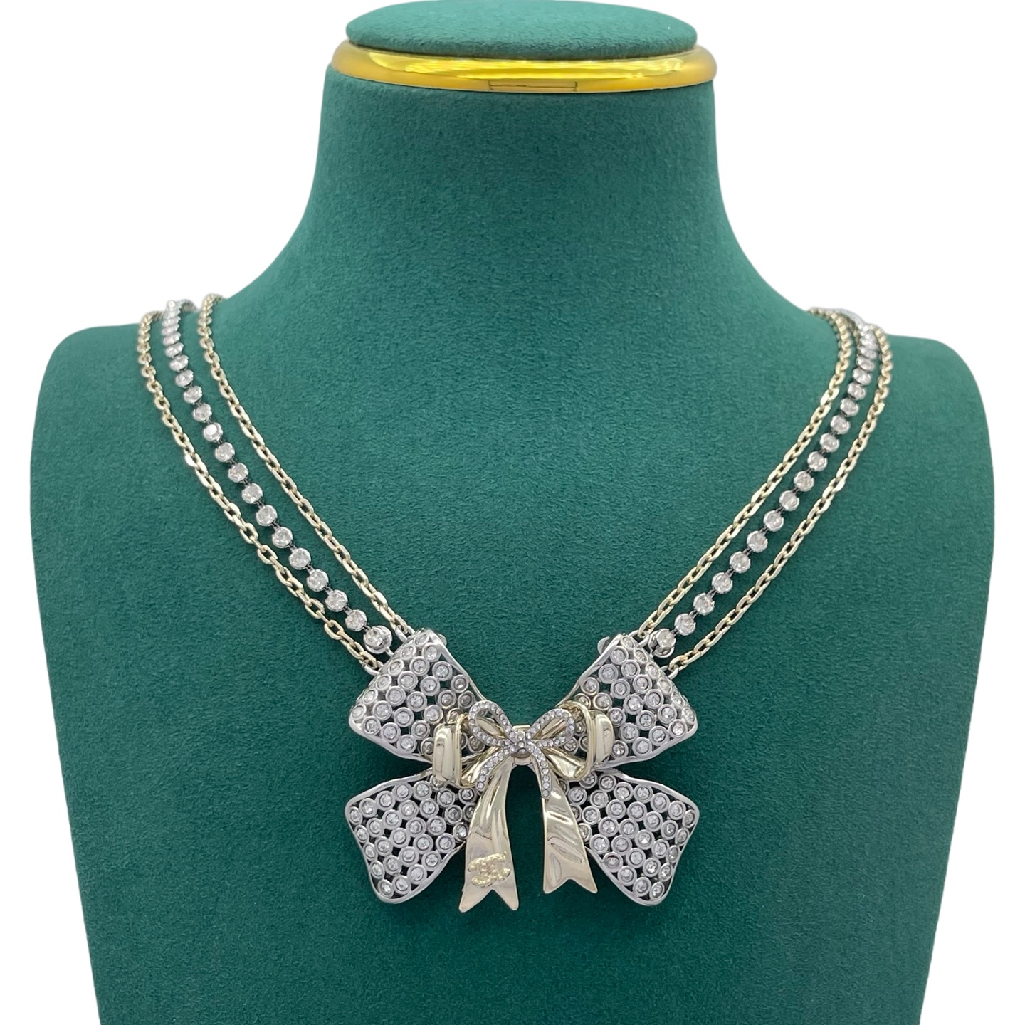 CCN363 Chanel crystal bow necklace - ccjewelryacc