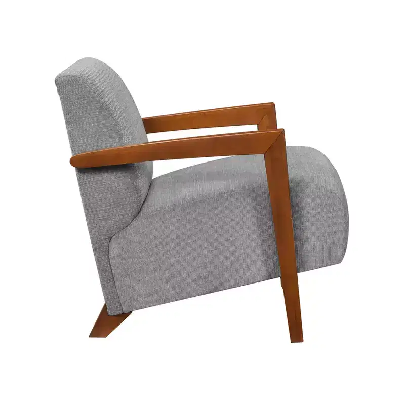 GDFStudio Nolan Mid-Century Modern Wood Chenille Upholstered Accent Chair