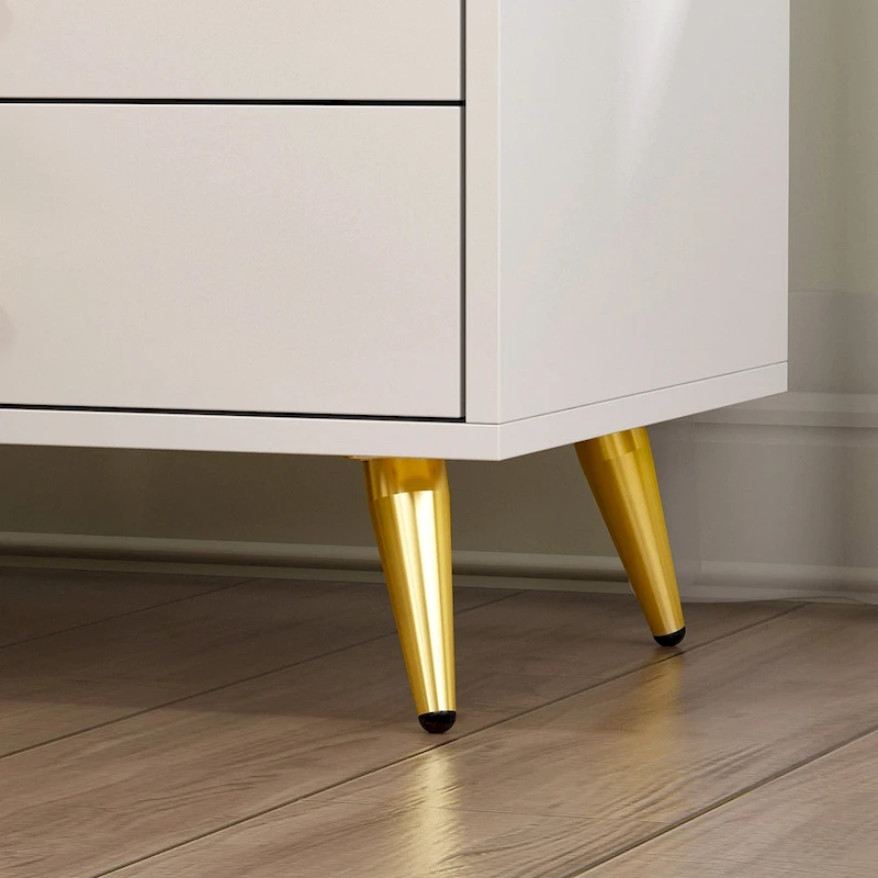 White Nightstands Bedside Table End Table Gold Metal Legs1 Pcs