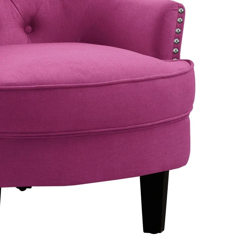 Moser Bay Mignon Velvet / Linen 30  Wide Tufted Wingback Accent Chair