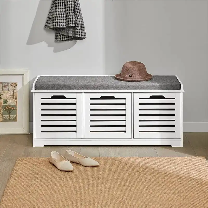 Storage Bench with 3 Drawers - 13.78D x 41.34W x 16.93H