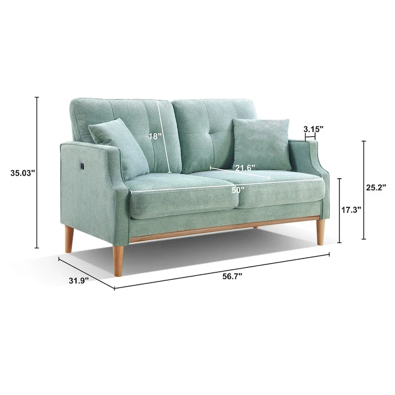 2 Seater Loveseat,USB Charge