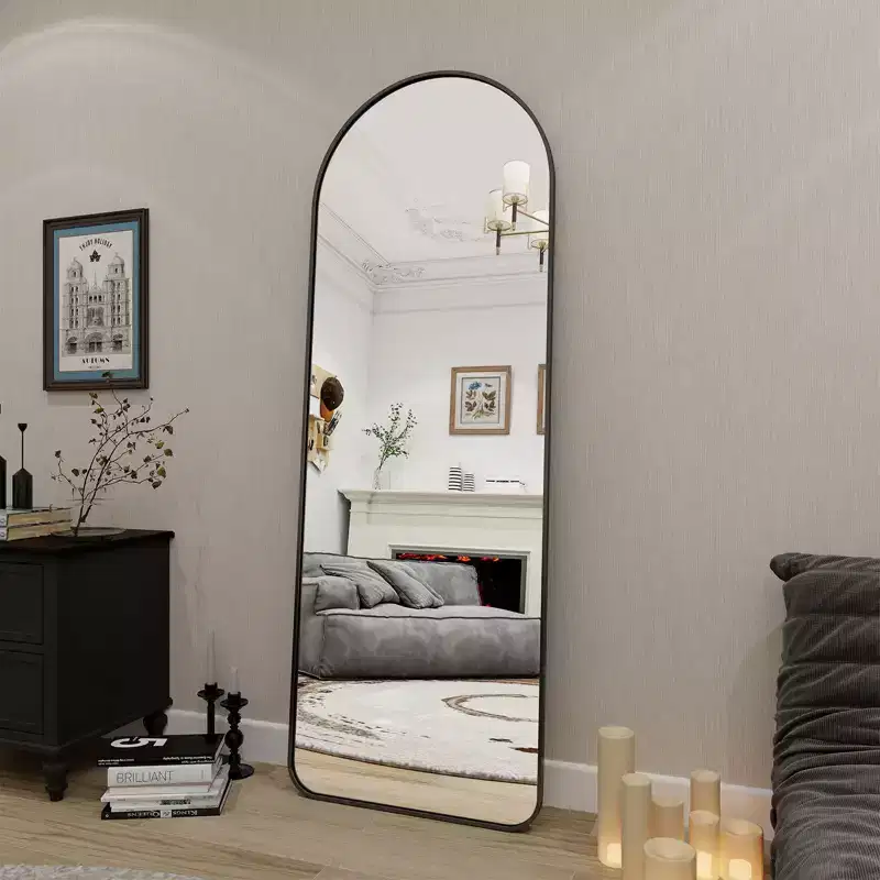 HOMLUX 64x21 Modern Full Length Bathroom Mirror Arched Leaning Floor Mirror