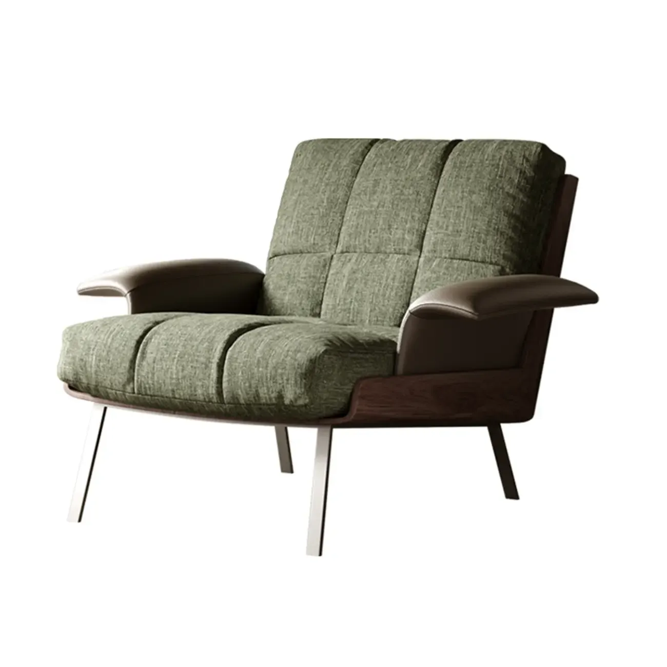Modern Green Fabric Flared Arm Lounge Chair