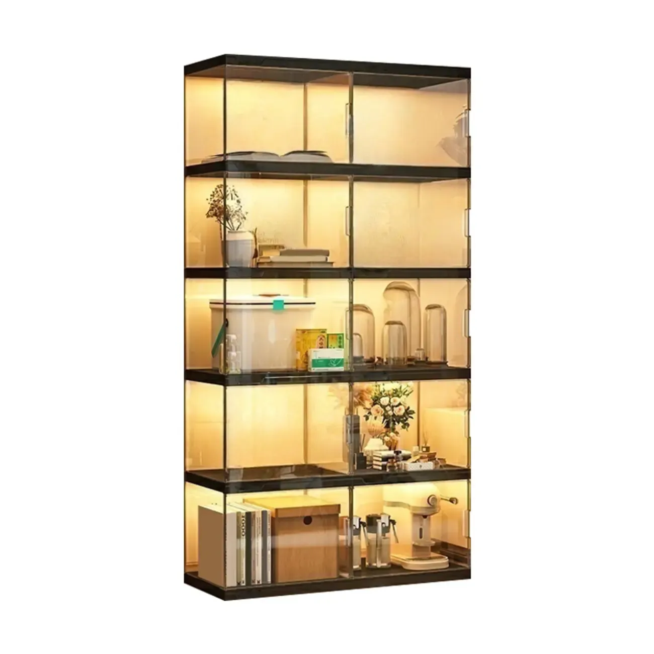 Modern Acrylic 5-Tier Lighted Display Bookcase