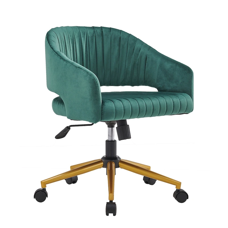 Modern Gold Office Chair Velvet Task Chair Swivel Height Adjustable Computer Chair