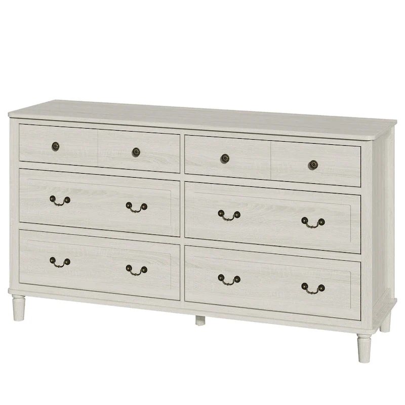 Extra Large 6 Drawer Dresser, Light Grey