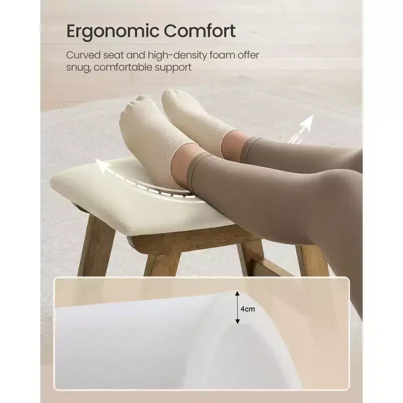 SONGMICS Foot Stool Ottoman, Padded Foot Rest Vanity Stool Under Desk with Solid Wood Frame