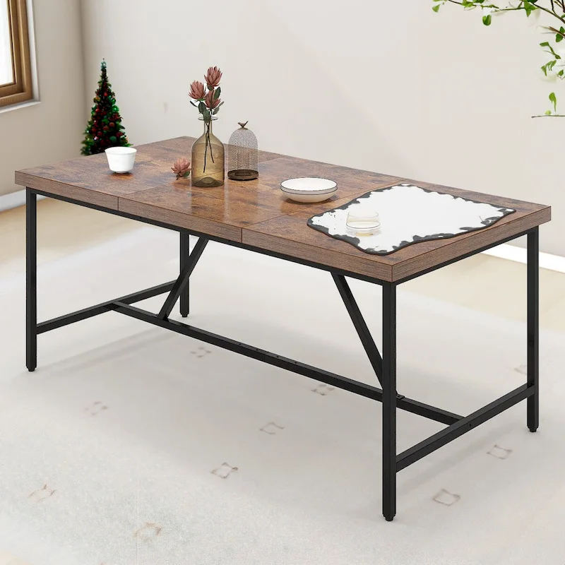 Moasis 70 Large Rustic Dining Room Table Seat up to 8 People for Dining Room