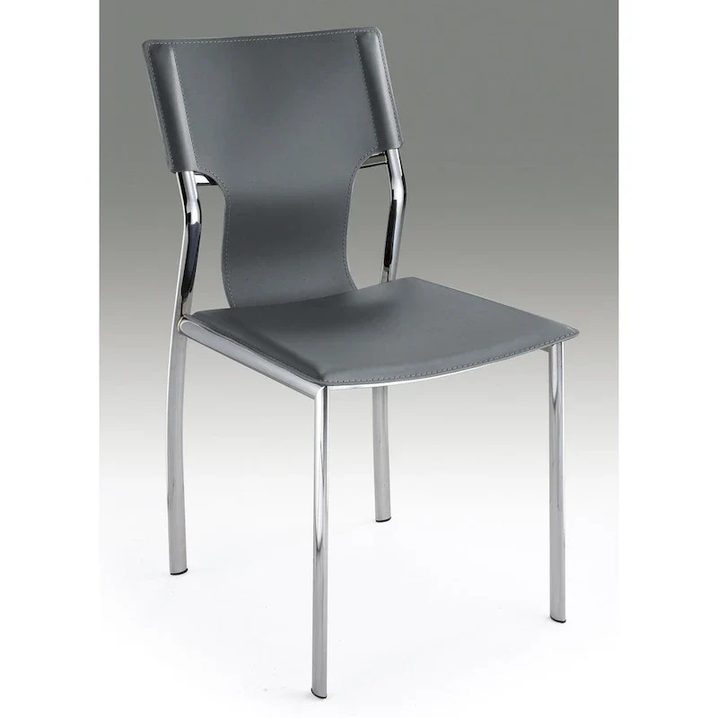 Dining Leather with Protective Coating Chair, Chrome Legs, Set of 4