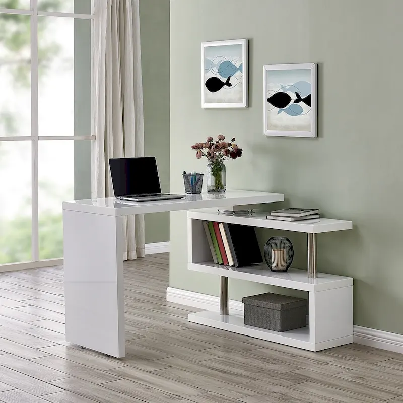 SEI Furniture Ballintoy Rotating Desk with Shelving