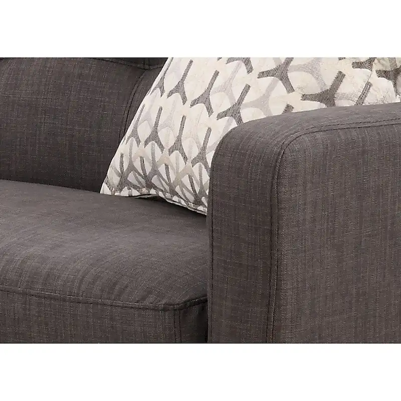 Charcoal Mid-Century Modern Sofa, Tufted Back, Seats 2-3