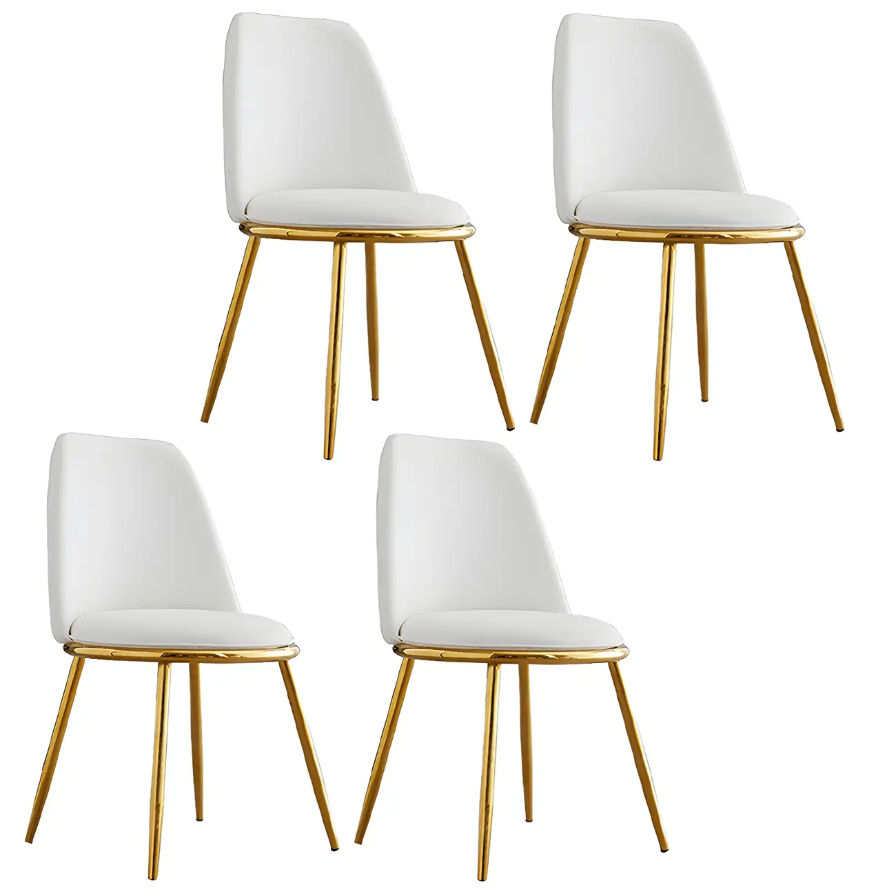 Glam Scandinavian Leather Armless Dining Chairs Metal Frame